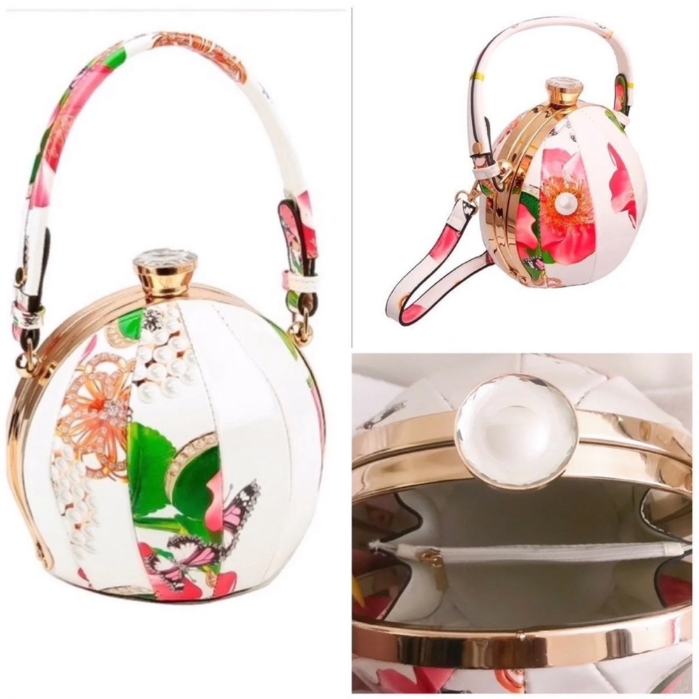 Floral round purse handbag clutch - bridesmaid, derby, baby shower